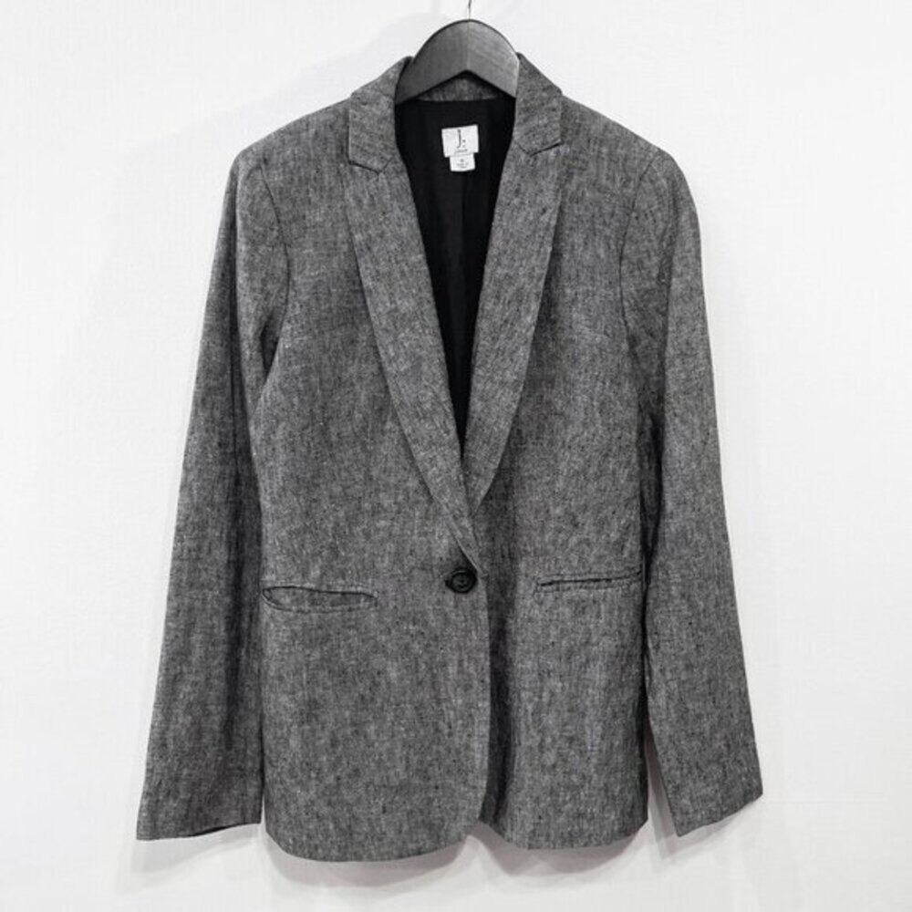 EUC J.Crew 100% Linen Tailored Blazer Charcoal Grey 0